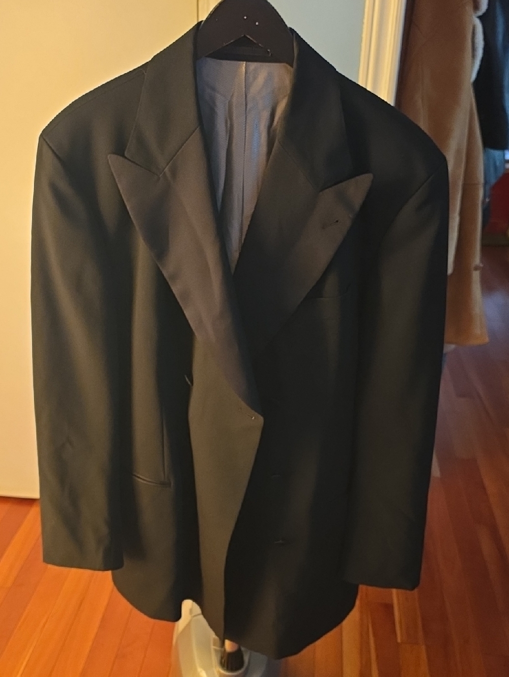 Hugo Boss Black Satin-Lapel Double Breasted Tuxedo Jacket